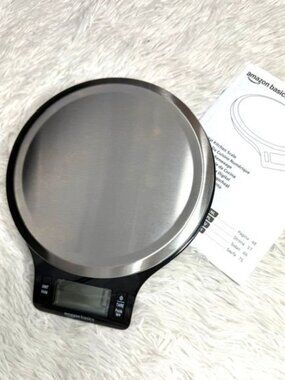 Amazon Basics Digital Round Stainless Steel Kitchen Scale w/Tare Function